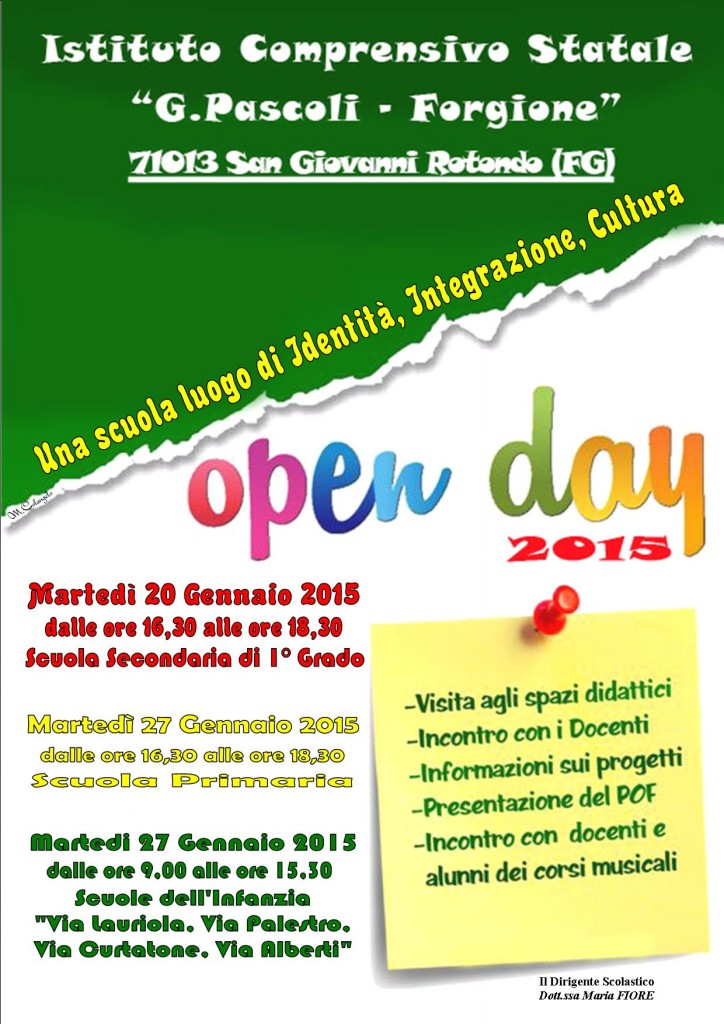 Locandina Open Day - a.s. 2014.2015