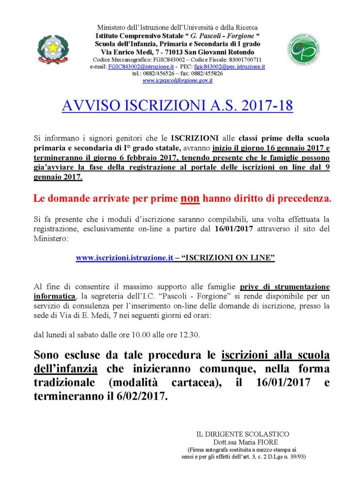 Avviso iscrizioni a.s. 2017.2018