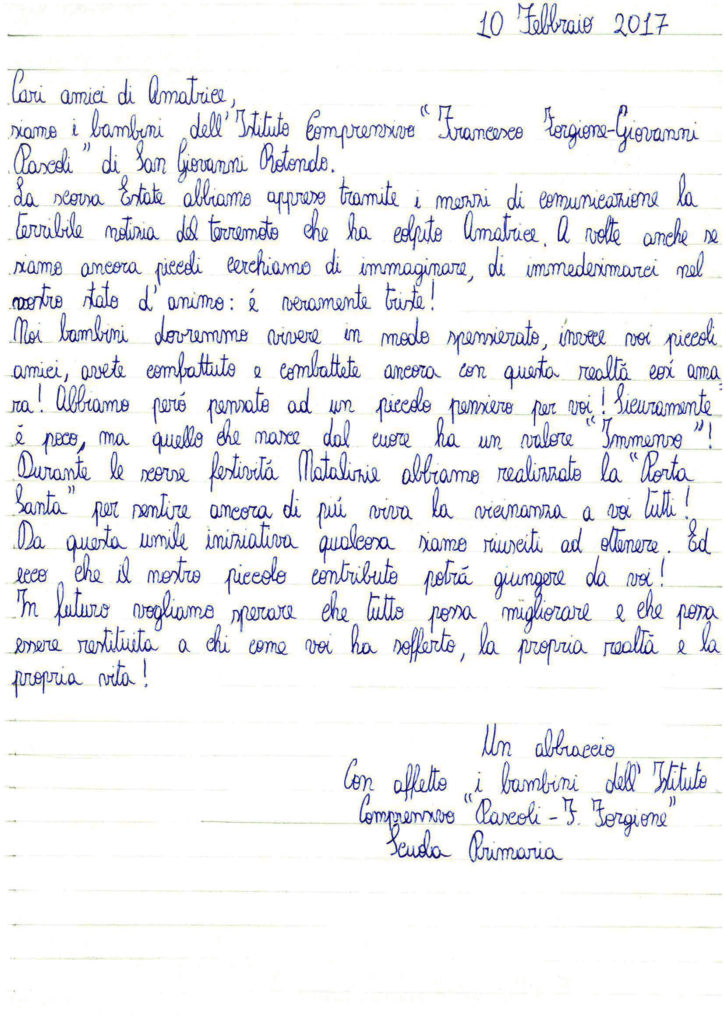 LETTERA SC. PRIMARIA -AMATRICE